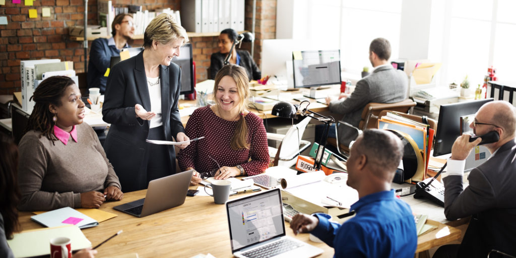 A group of people working together, collaborating on ideas.